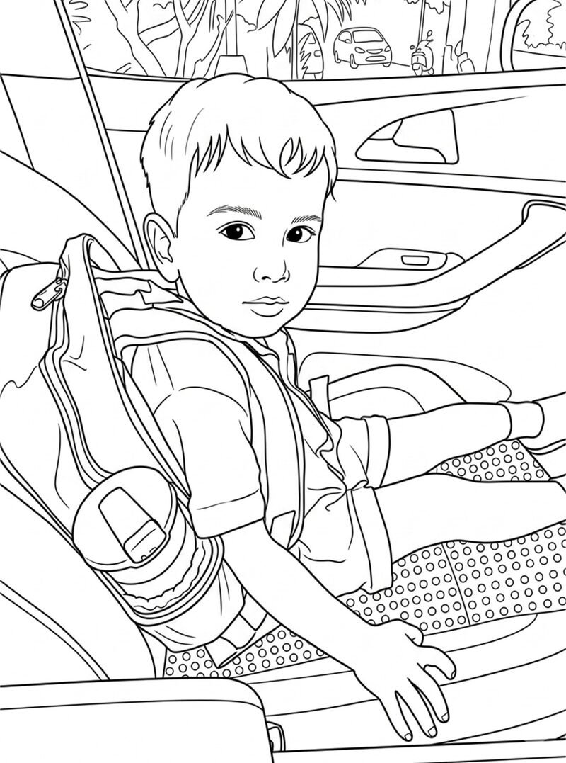 On-the-go car seat photo, sketched with love — the original photo